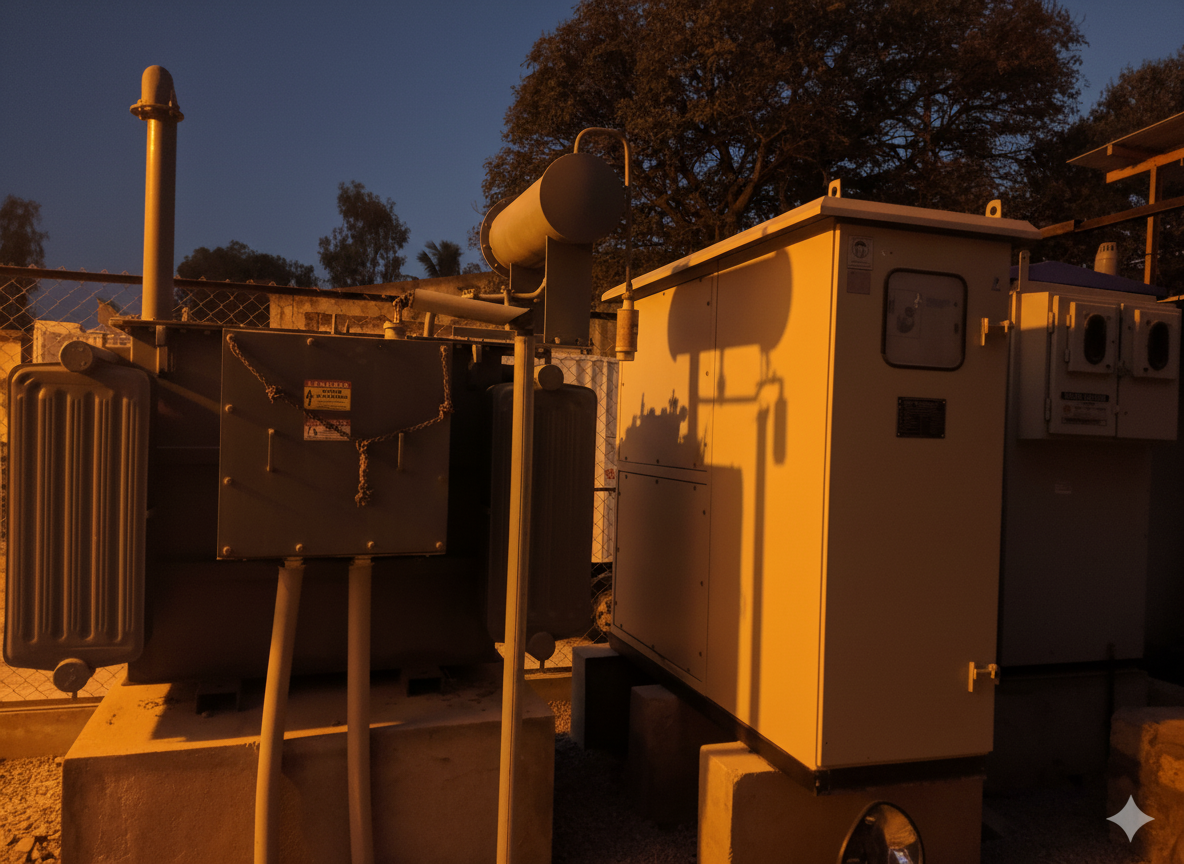 Transformer and switchgear panel at PowerPod hub